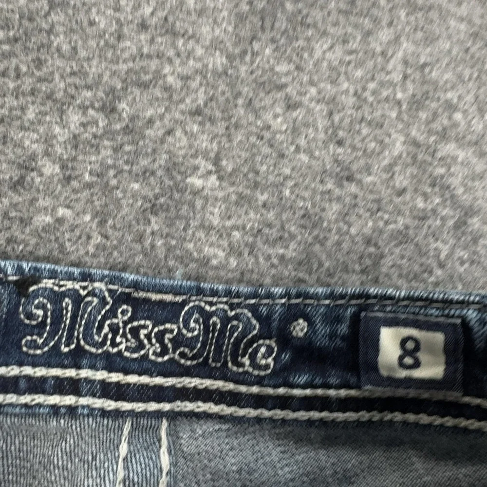 Miss Me Shorts Girls 8 Blue Denim Jean Bermuda Embroidered Cross Pocket Stretch